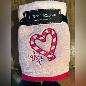 Betsey Johnson Pink and Red Embroidered Valentine’s Day Hand Towel Set